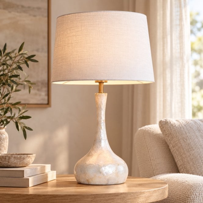 Luxia Manhattan Mother of Pearl Table Lamp - White