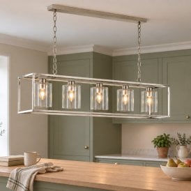 Luxia Nevada Glass Bar Ceiling Pendant - Satin Silver