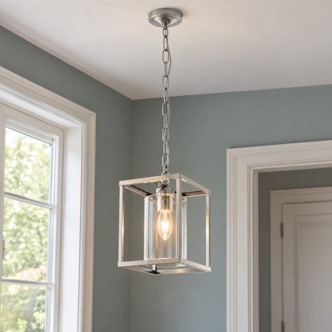 Luxia  Nevada Glass Ceiling Pendant Light - Satin Silver