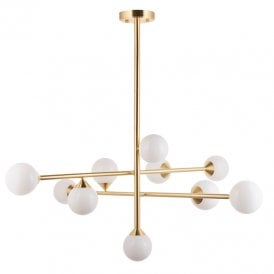 Peony 10 Light Chandelier - Satin Brass