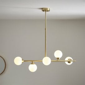 Peony 5 Light Bar Pendant - Satin Brass