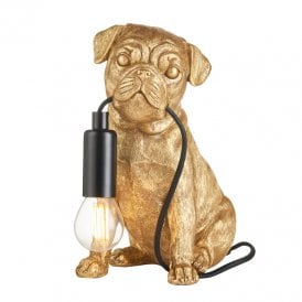 Pepper The Pug Table Lamp - Antique Gold