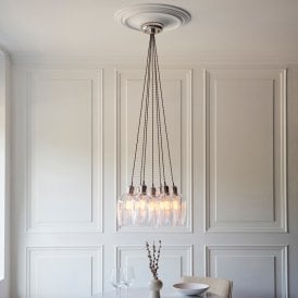 Luxia Poppy 7 Light Glass Cluster Ceiling Pendant - Nickel