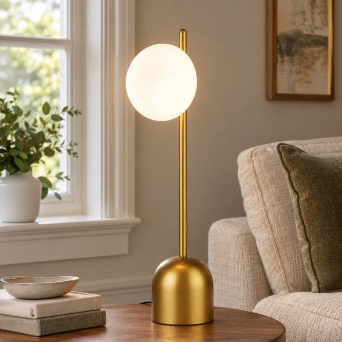 Luxia  Portland Glass Table Lamp - Gold