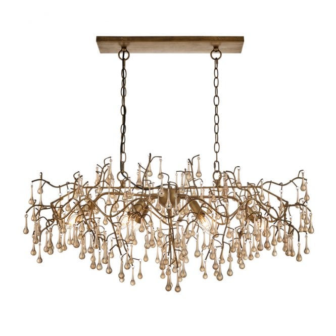 Luxia Rain Glass Bar Ceiling Pendant Light - Aged Gold