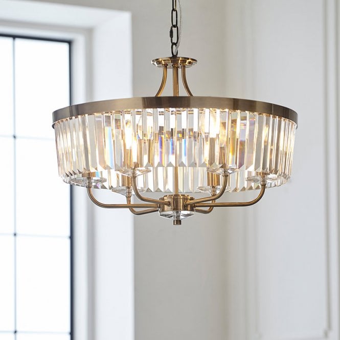 Luxia Rosewood Glass Chandelier - Antique Brass