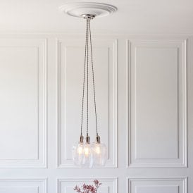 Luxia Rosie 3 Light Glass Cluster Ceiling Pendant - Nickel