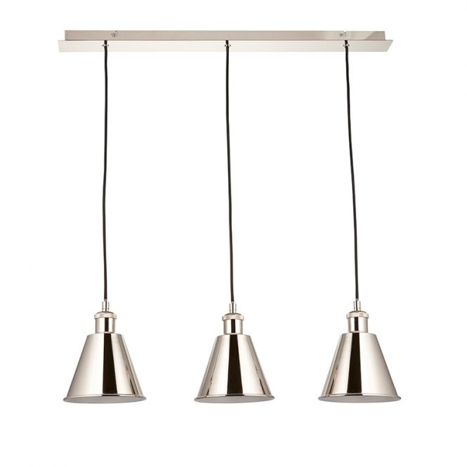 Luxia Sidney 3 Light Bar Ceiling Pendant - Bright Nickel