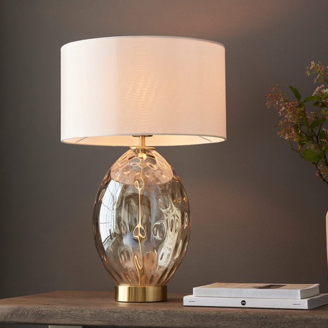 Luxia Summer Touch Glass Table Lamp - Satin Brass