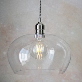 Tiffany Glass Ceiling Pendant Light - Nickel