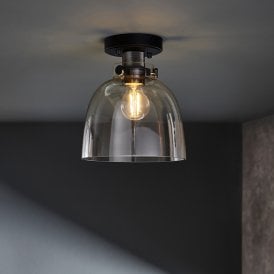 Tilly Clear Glass Flush Light - Black Chrome