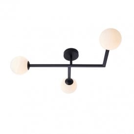 Tinsley 3 Light Semi-Flush Ceiling Light - Matt Black