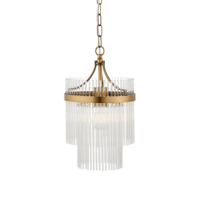 Luxia Torquay Glass Ceiling Pendant Light - Antique Brass