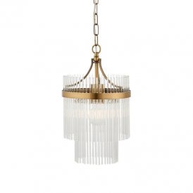 Torquay Glass Ceiling Pendant Light - Antique Brass