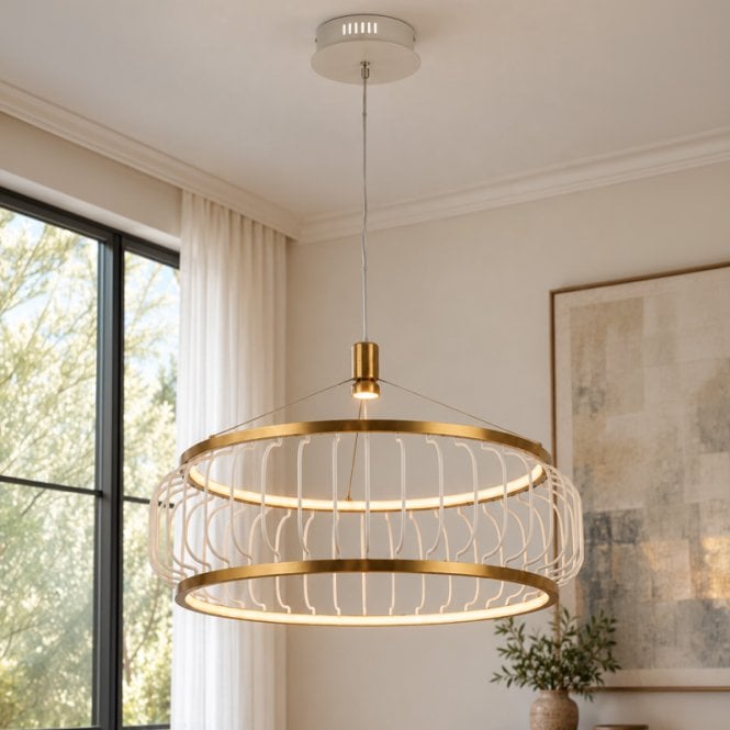 Luxia Tucson LED Ceiling Pendant Light - Satin Brass