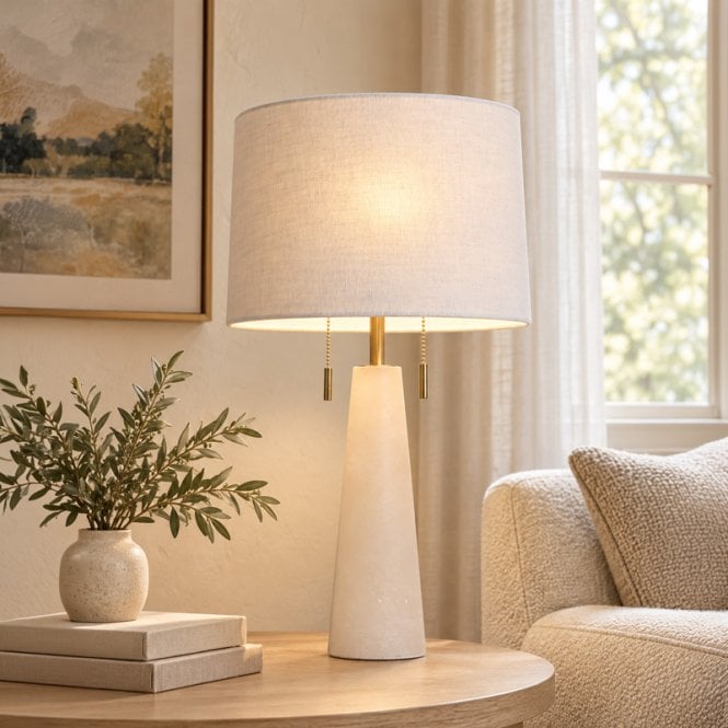 Luxia Washington Alabaster Table Lamp - White