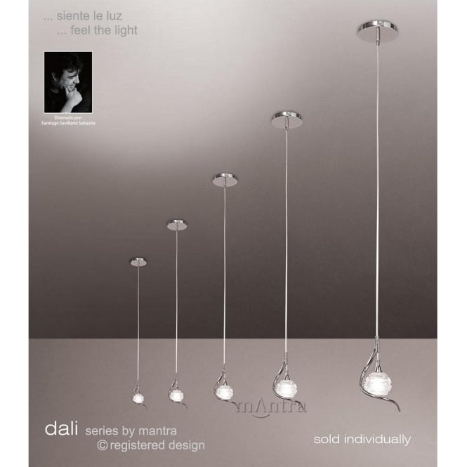 Mantra M0084 Dali Single Light Ceiling Pendant in Polished Chrome Finish