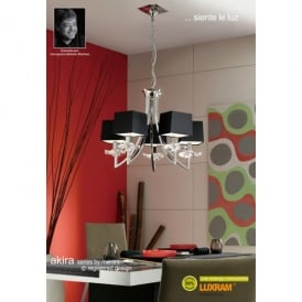 M0782 Akira 5 Light Ceiling Pendant in Polished Chrome Finish with Black Shades
