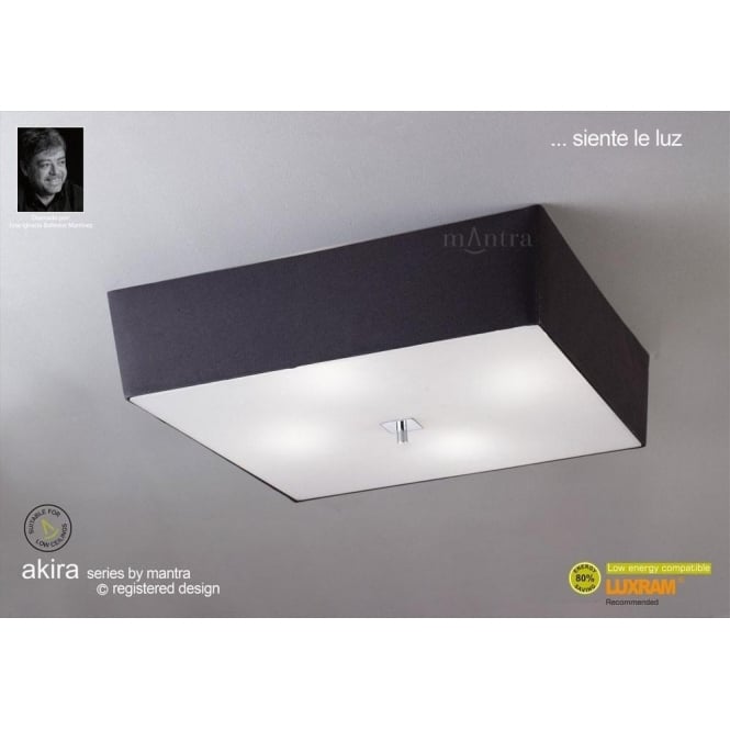 Mantra M0785 Akira 4 Light Flush Ceiling Fitting With Black Shade And Polished Chrome Finish