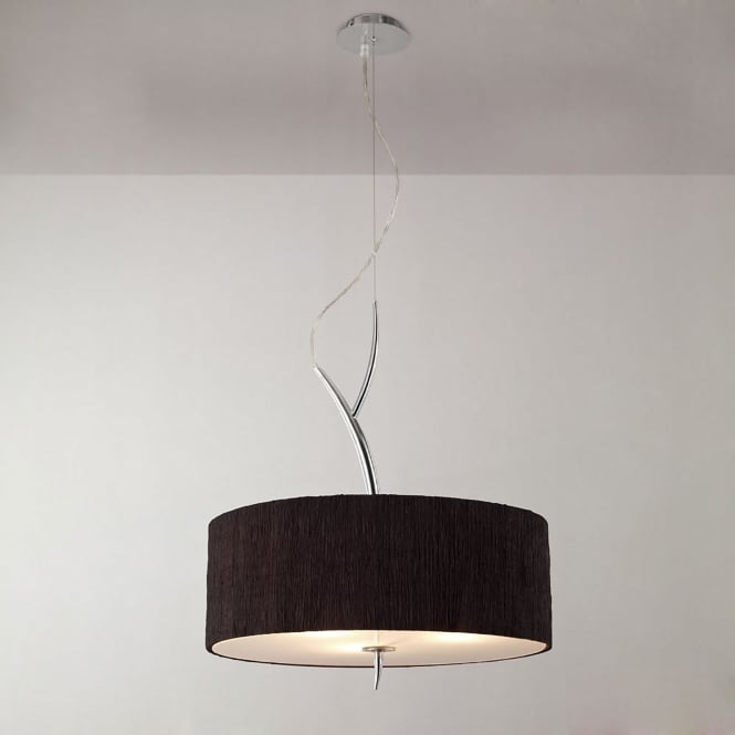 Mantra M1133/BS Eve 3 Light Low Energy Ceiling Pendant in Polished Chrome Finish with Black Shade
