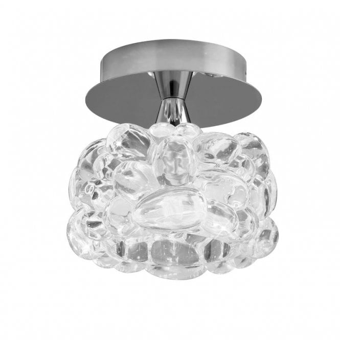 Mantra M3926 O2 Single Light Flush Ceiling Fitting in Polished Chrome Finish with Glass Shade