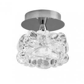 M3926 O2 Single Light Flush Ceiling Fitting in Polished Chrome Finish with Glass Shade