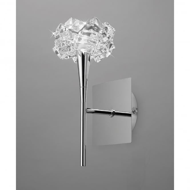 Mantra M3957/S Artic Single Light Switched Wall Fitting in Polished Chrome Finish with Crystal Glass
