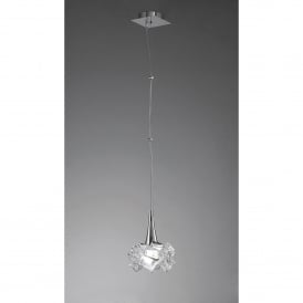 M3963 Artic Single Light Low Energy Ceiling Pendant in Polished Chrome Finish with Crystal Glass