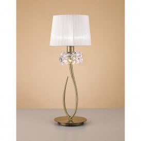 M4636AB Loewe Single Light Large Table Lamp in Antique Brass Finish with Cream Shade