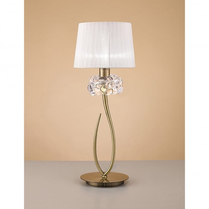 Mantra M4636AB Loewe Single Light Large Table Lamp in Antique Brass Finish with Cream Shade