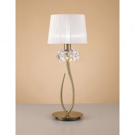 M4636AB Loewe Single Light Large Table Lamp in Antique Brass Finish with Cream Shade