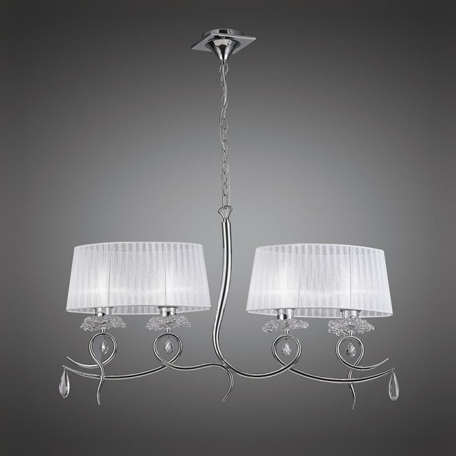 Mantra M5272 Louise 4 Light Linear Ceiling Pendant in Polished Chrome Finish with Crystal Accents