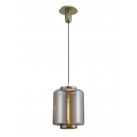 M6195 Jarras Single Light Medium Ceiling Pendant in Matt Gold and Cognac Finish