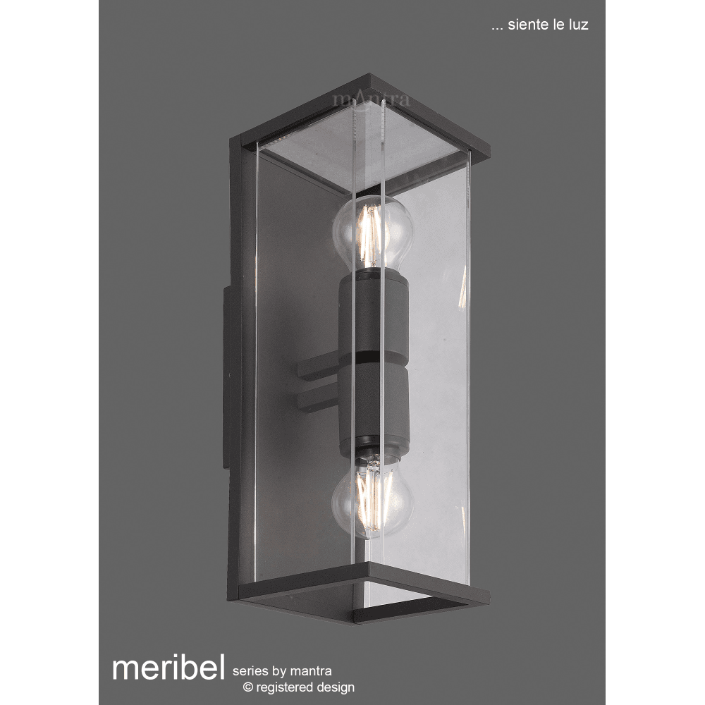Graphite Light Fitting Mantra M6492 Meribel 2 Light Outdoor Wall Fitting in Graphite Finish N22937