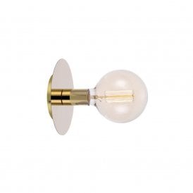 41607 Disc Single Light Semi-Flush Light Fitting In Polished Brass Finish With Plug