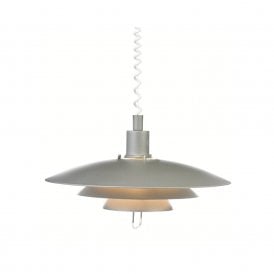 41640 Kirkenes Single Light Rise and Fall Ceiling Pendant In Grey Finish