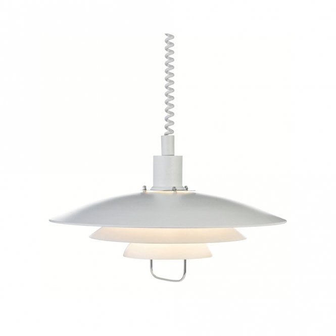 Markslojd 41641 Kirkenes Single Light Rise and Fall Ceiling Pendant In White Finish