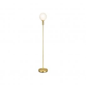 41659 Minna Floor Lamp In Brass Finish With Opaque Glass Shade