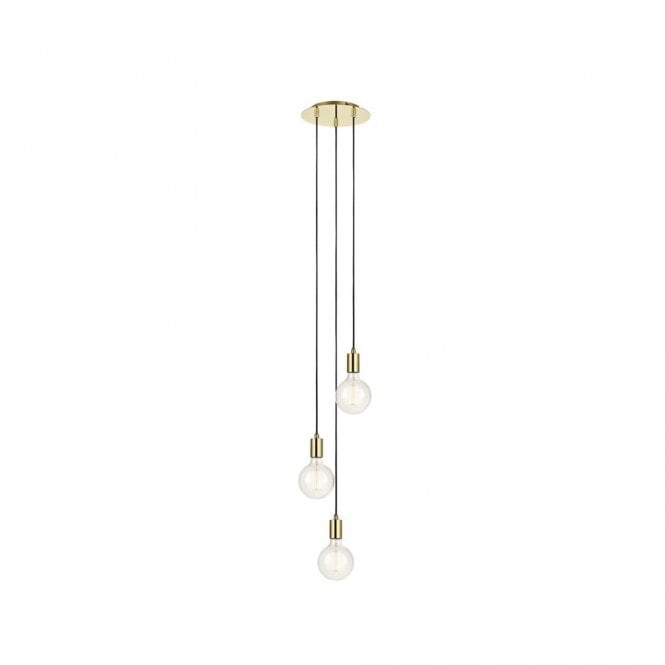 Markslojd 41681 Sky 3 Light Cluster Pendant In Polished Brass Finish