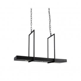 41691 Tray 3 Light LED Bar Ceiling Pendant In Black Finish