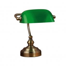 42575 Bankers Desk Lamp With Oxide Base And Green Glass Shade