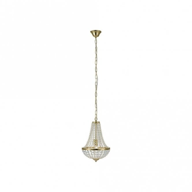 Markslojd 42588 Granso Single Light Crystal Chandelier In Brushed Brass Finish