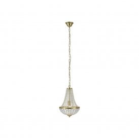 42588 Granso Single Light Crystal Chandelier In Brushed Brass Finish