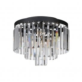 45044 Ventimiglia 4 Light Large Flush Ceiling Fitting In Black Finish