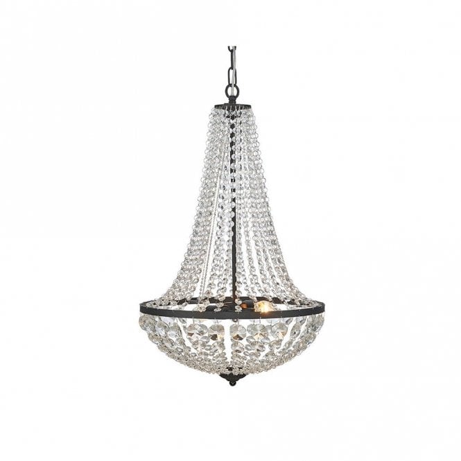 Markslojd 46049 Granso 2 Light Large Ceiling Chandelier In Crystal And Matt Black Finish