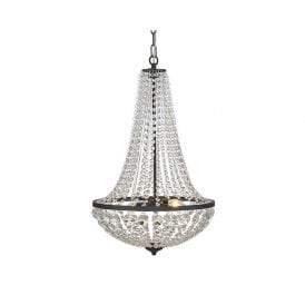 46049 Granso 2 Light Large Ceiling Chandelier In Crystal And Matt Black Finish