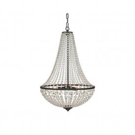 46050 Granso 3 Light Grand Ceiling Chandelier In Crystal And Matt Black Finish