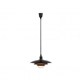46072 Kirkenes Single Light Rise and Fall Ceiling Pendant In Black Finish