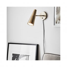 46160 Peak Single Light Wall Fitting In Antique Gold with Plug