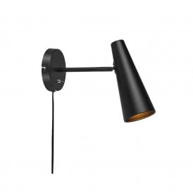 46161 Peak Single Light Wall Fitting In Black Finish with Plug